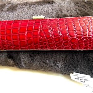 Glossy wine colored hard case clutch purse